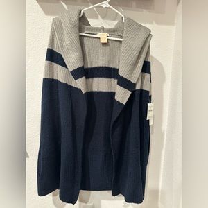 Blue and Grey hooded cardigan sweater, Nordstrom Rack, Size-S, Tags Attached